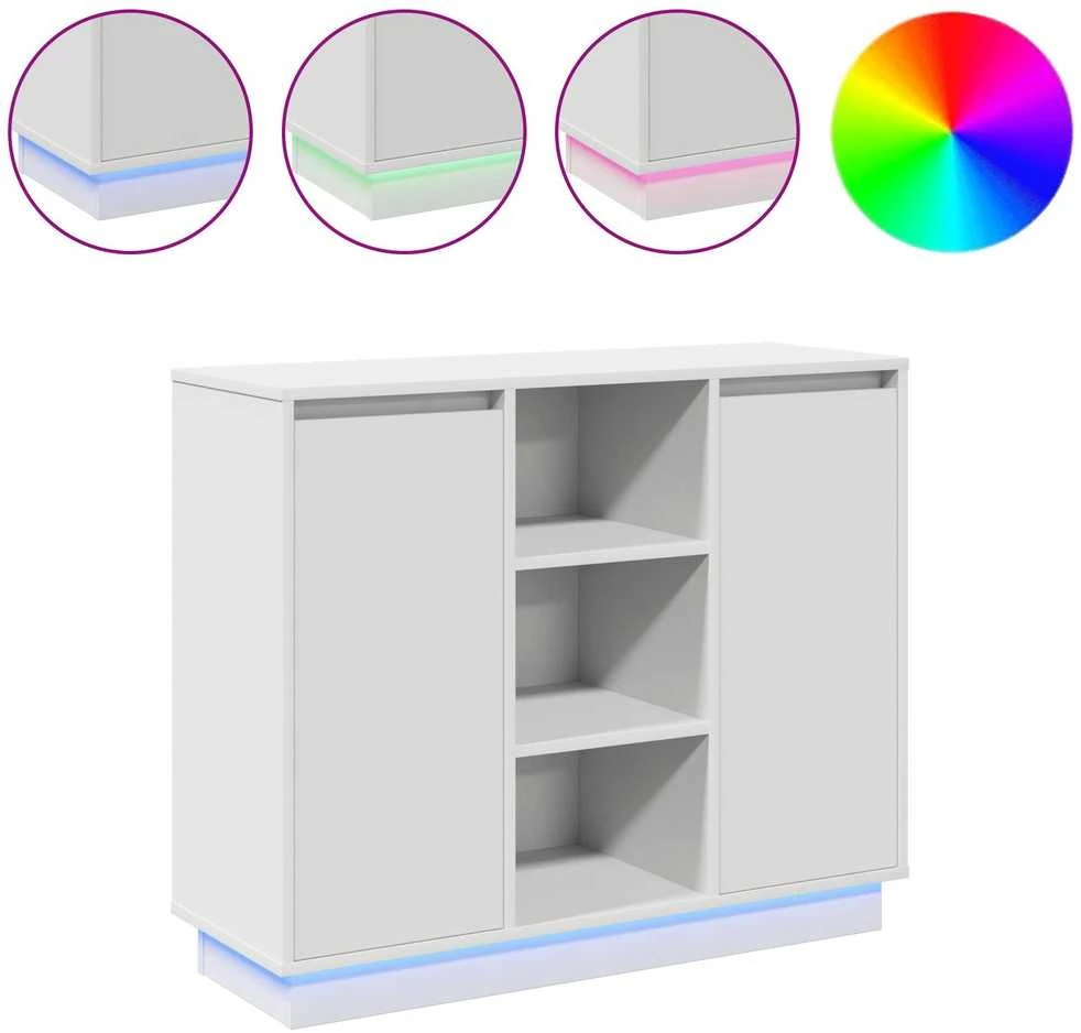 LED Bufetas Balta 90 x 32 x 75 cm Apdirbta mediena