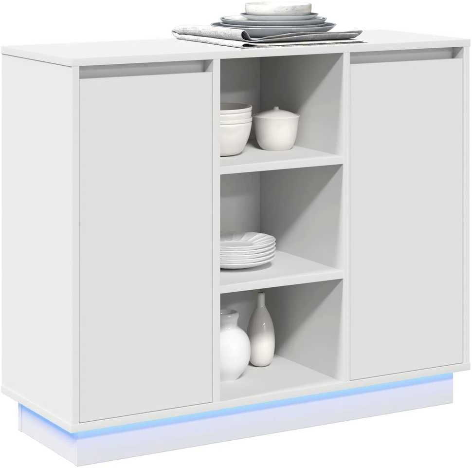LED Bufetas Balta 90 x 32 x 75 cm Apdirbta mediena