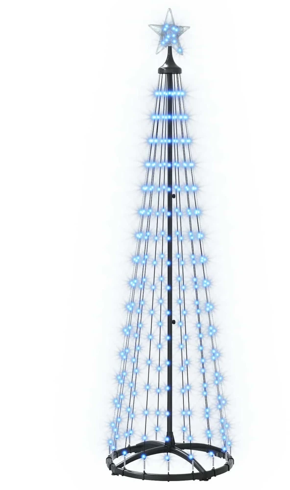 LED kūginė kalėdinė eglutė 180 cm 250 LED Mėlyna Plienas Balta