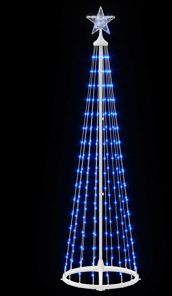 LED kūginė kalėdinė eglutė 180 cm 250 LED Mėlyna Plienas Balta