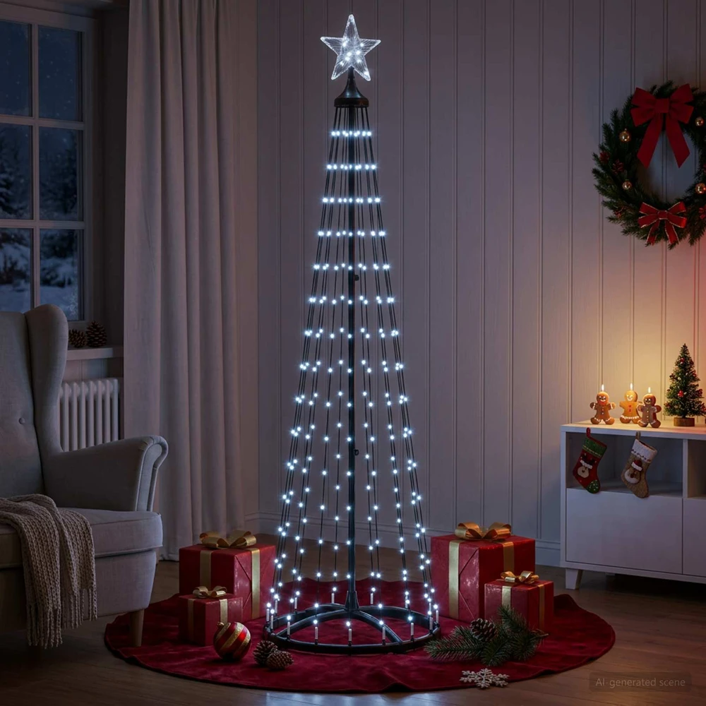 LED kūginė kalėdinė eglutė 180 cm 250 LED Šalta balta Plienas