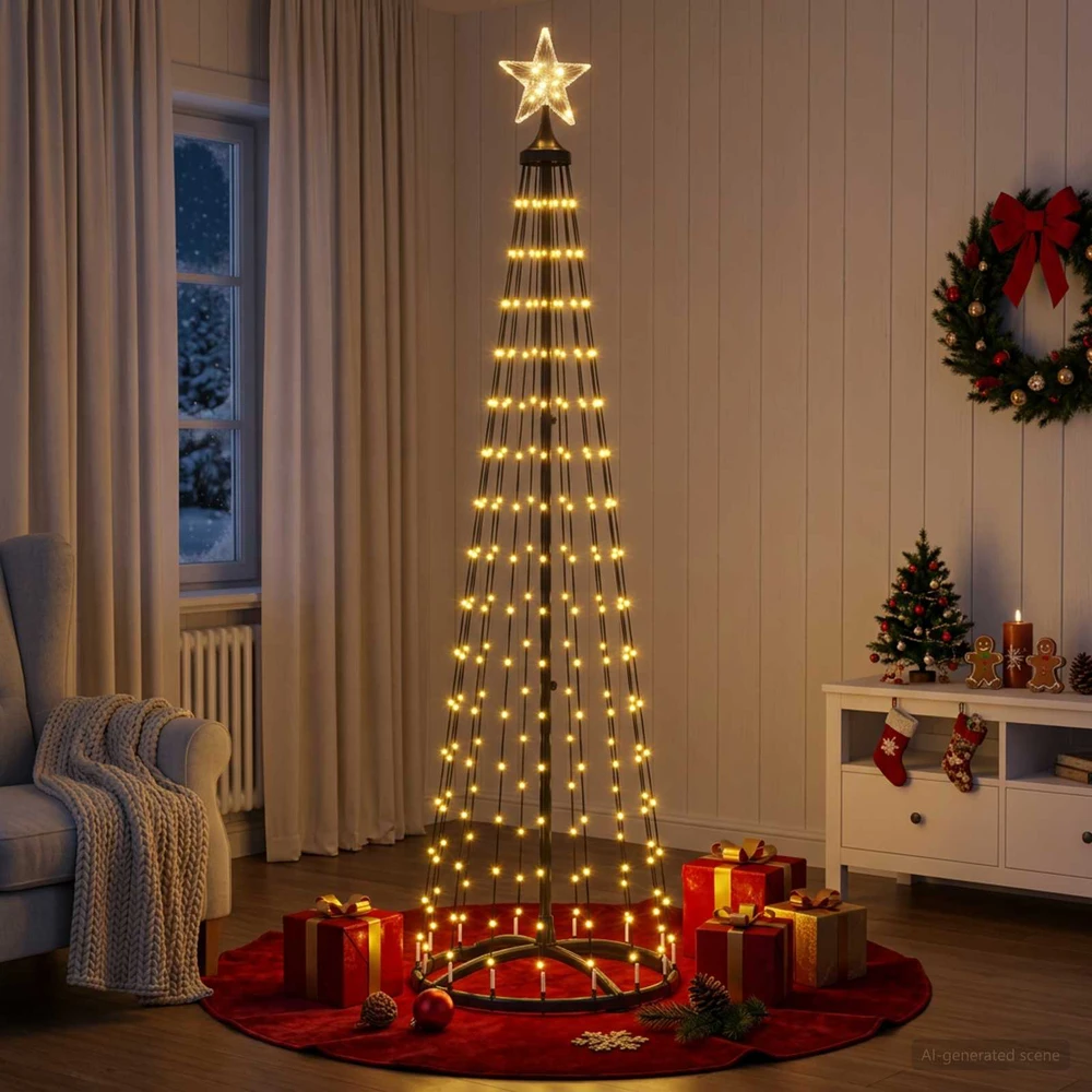 LED kūginė kalėdinė eglutė 180 cm 250 LED Šilta balta Plienas