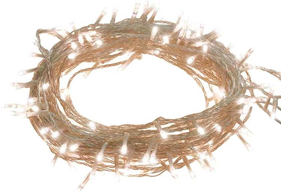 LED lempučių girlianda, 15m, PVC, 150 šiltos baltos spalvos LED
