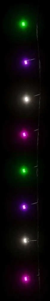 LED lempučių girlianda, 60m, PVC, 600 pastelinių spalvotų LED