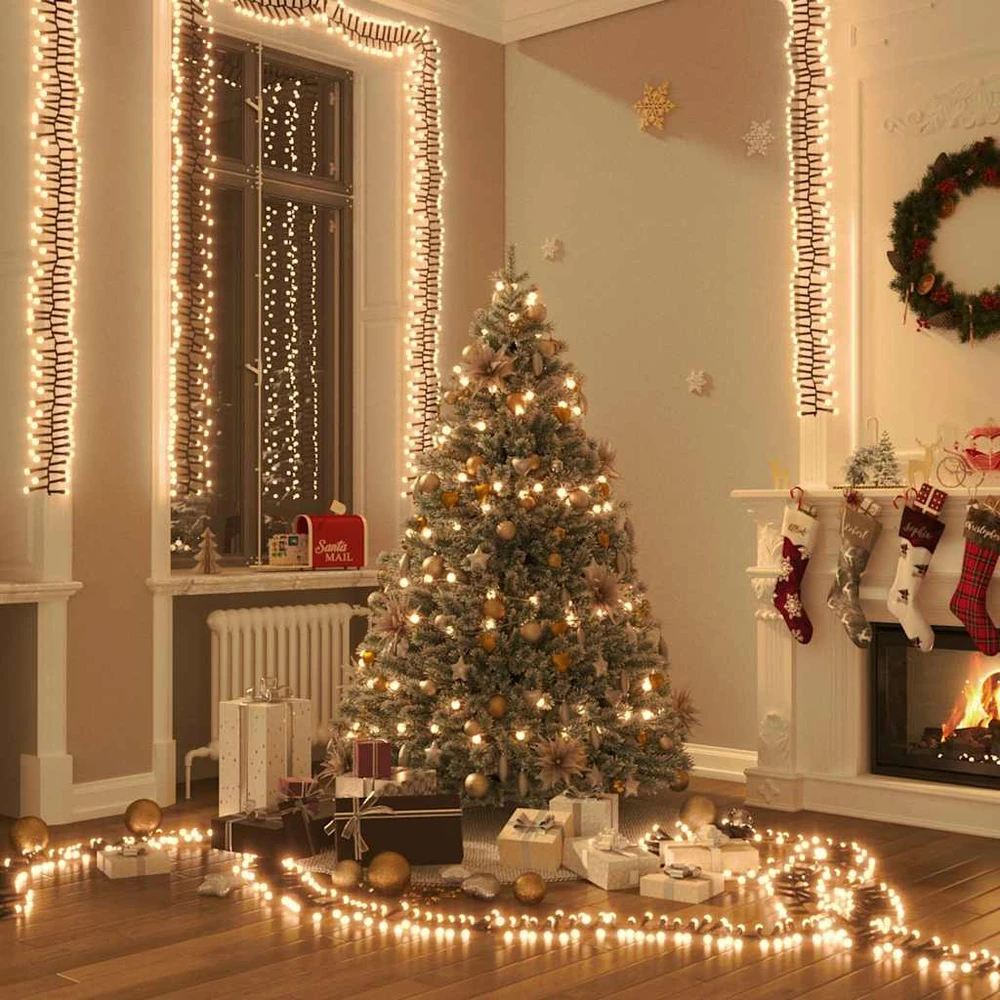 LED lempučių girlianda, PVC, 2000 šiltų baltų LED, tanki