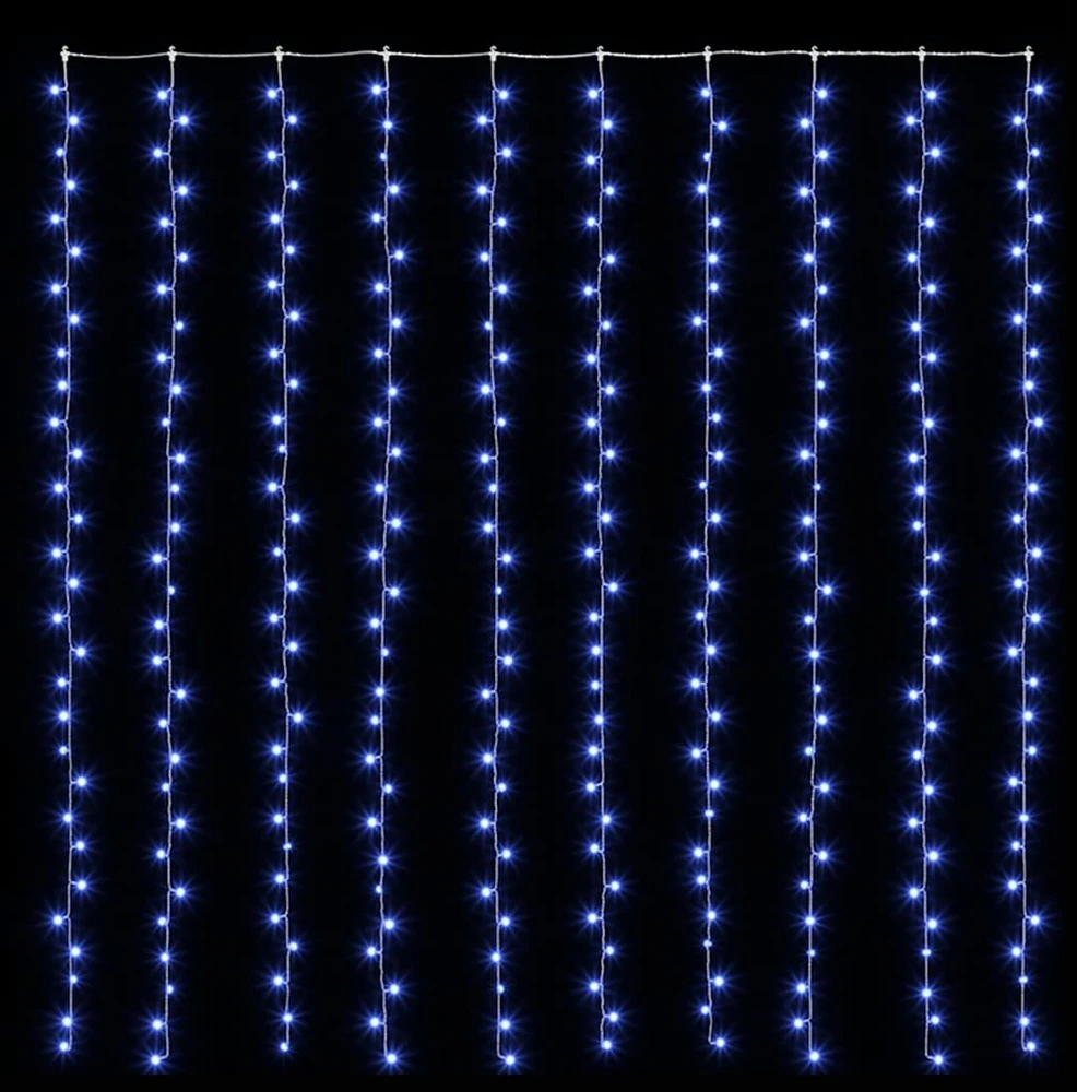 LED lempučių užuolaida, 3x3m, 300 mėlynų LED lempučių