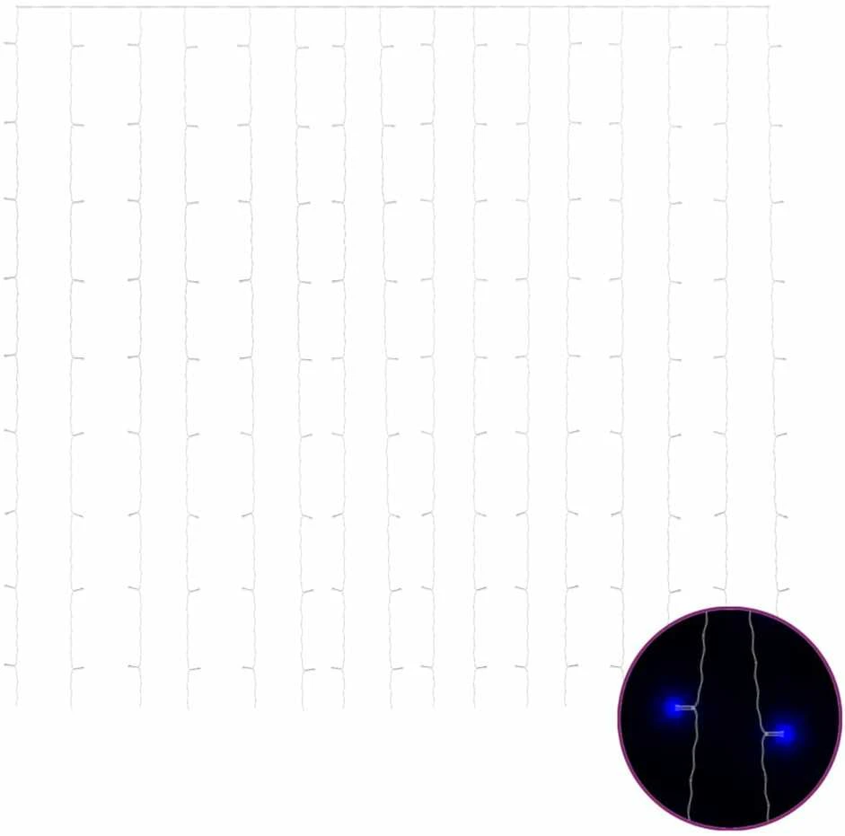 LED lempučių užuolaida, 3x3m, 300 mėlynų LED lempučių