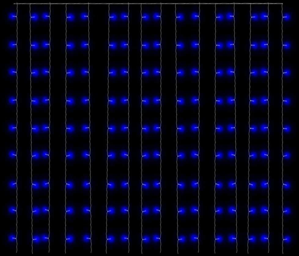 LED lempučių užuolaida, 3x3m, 300 mėlynų LED lempučių