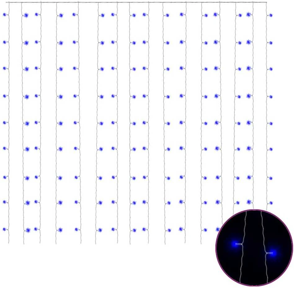 LED lempučių užuolaida, 3x3m, 300 mėlynų LED lempučių