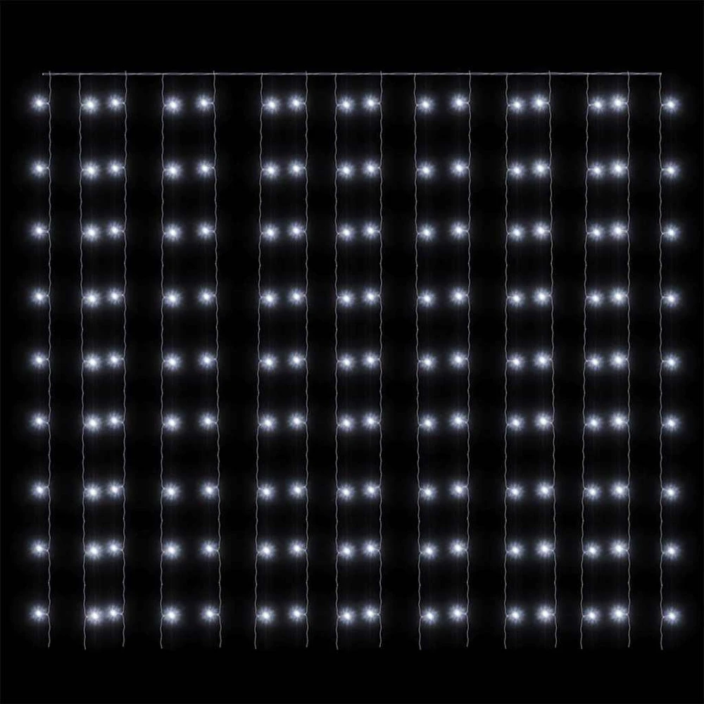 LED lempučių užuolaida, 3x3m, 300 šaltų baltų LED lempučių