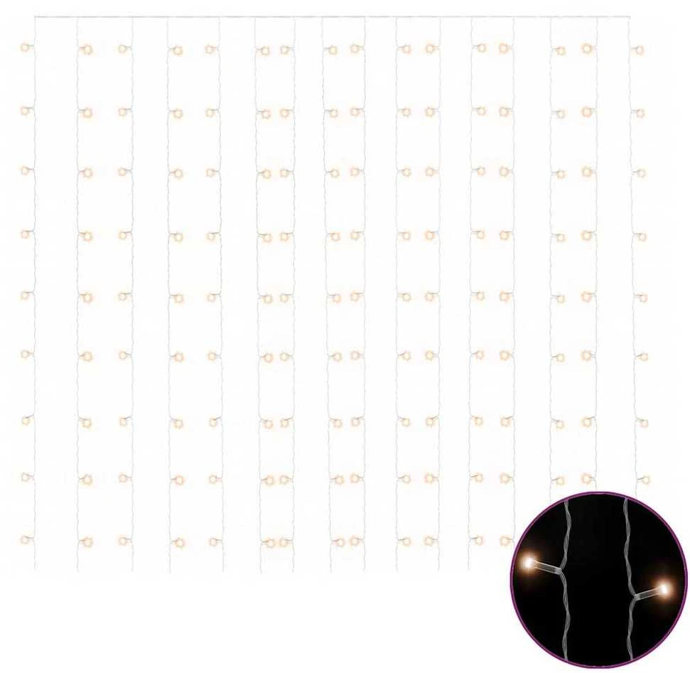 LED lempučių užuolaida, 3x3m, 300 šiltų baltų LED lempučių