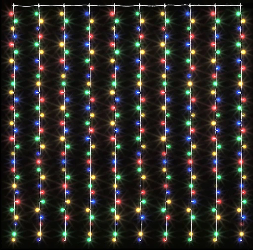 LED lempučių užuolaida, 3x3m, 300 spalvotų LED lempučių
