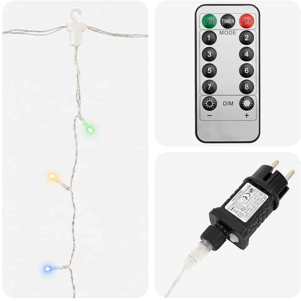 LED lempučių užuolaida, 3x3m, 300 spalvotų LED lempučių