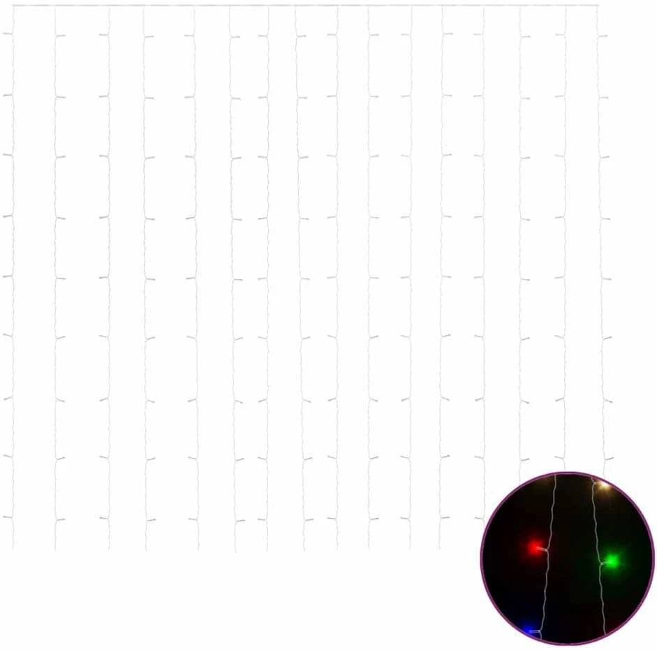 LED lempučių užuolaida, 3x3m, 300 spalvotų LED lempučių