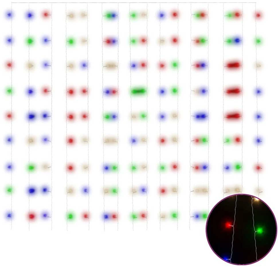 LED lempučių užuolaida, 3x3m, 300 spalvotų LED lempučių