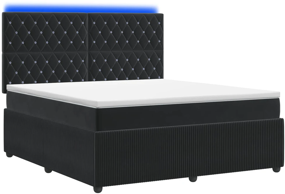 Lova LED lovos čiužinys su LED apšvietimu Juoda 180 x 200 cm Aksomas
