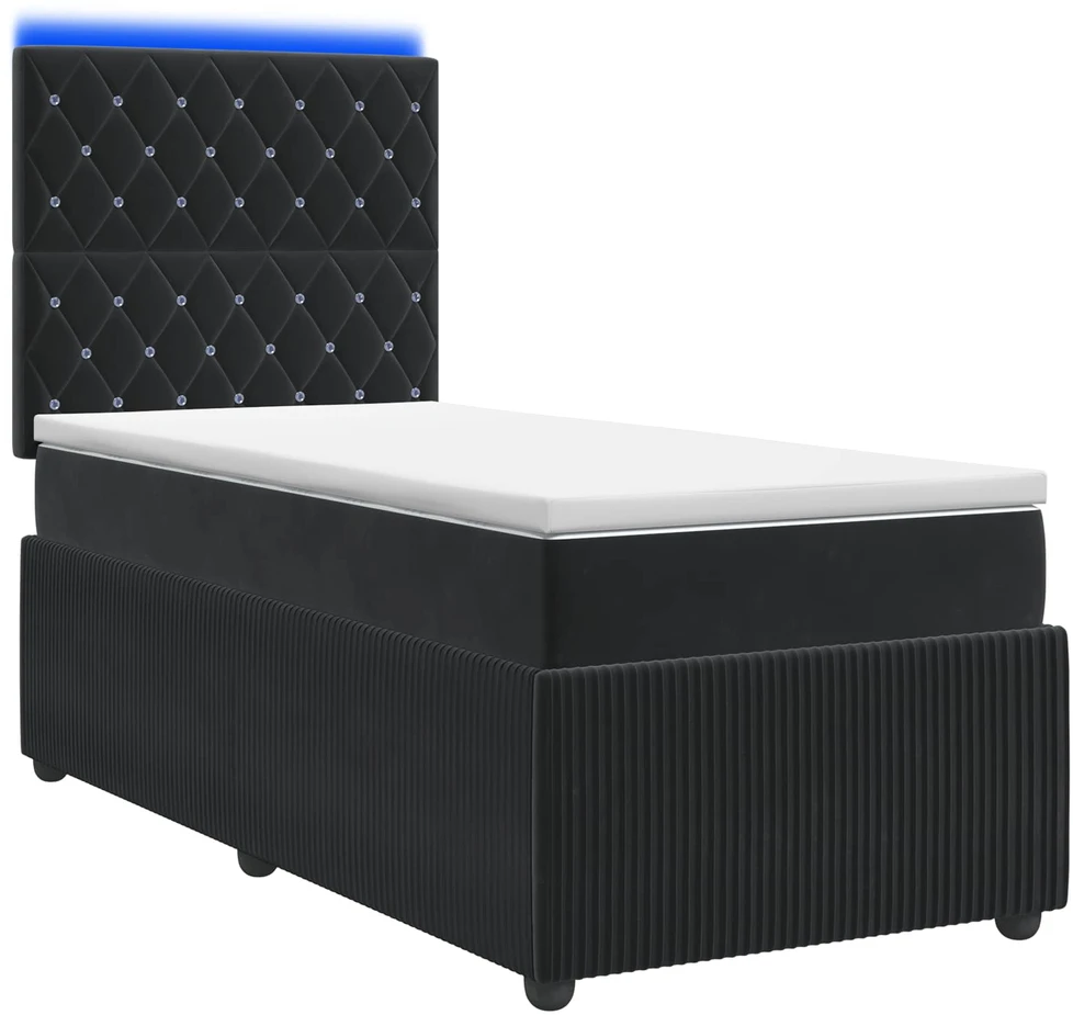 Lova LED lovos čiužinys su LED apšvietimu Juoda 90 x 200 cm Aksomas