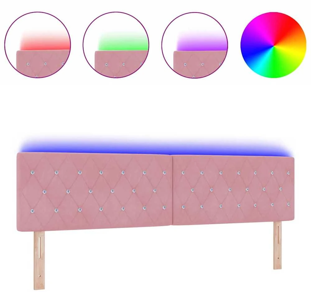 LED galvūgalis su LED juostelėmis Rožinė 180 cm Aksomas