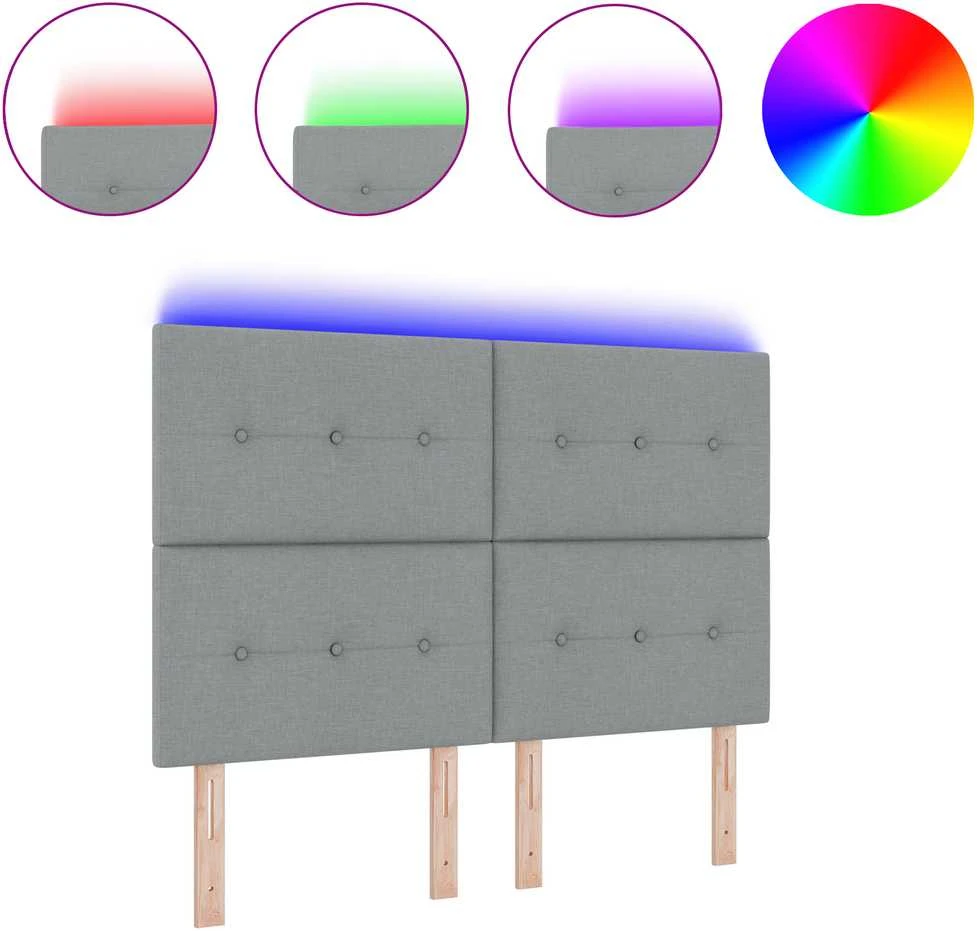LED galvūgalis su LED juostelėmis Šviesiai pilka 144 cm audinys