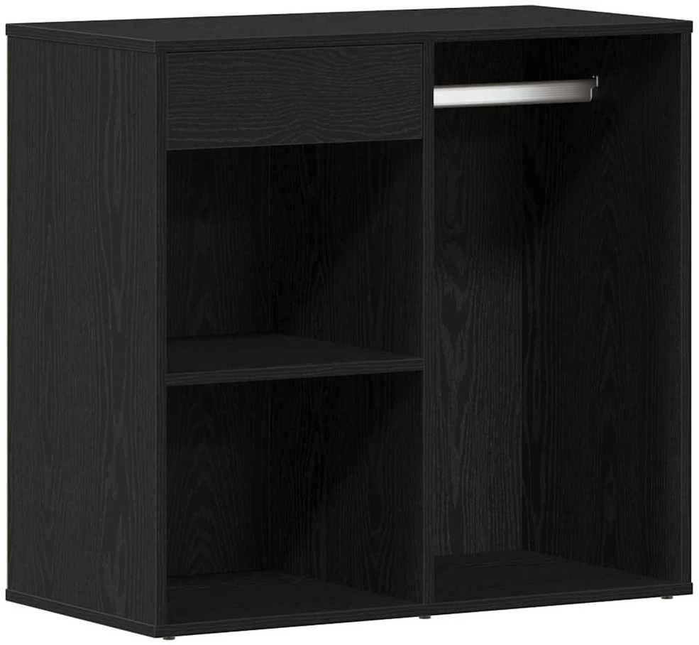 LED makiažo stalo komplektas Juodas ąžuolas 140 x 40 x 140 cm