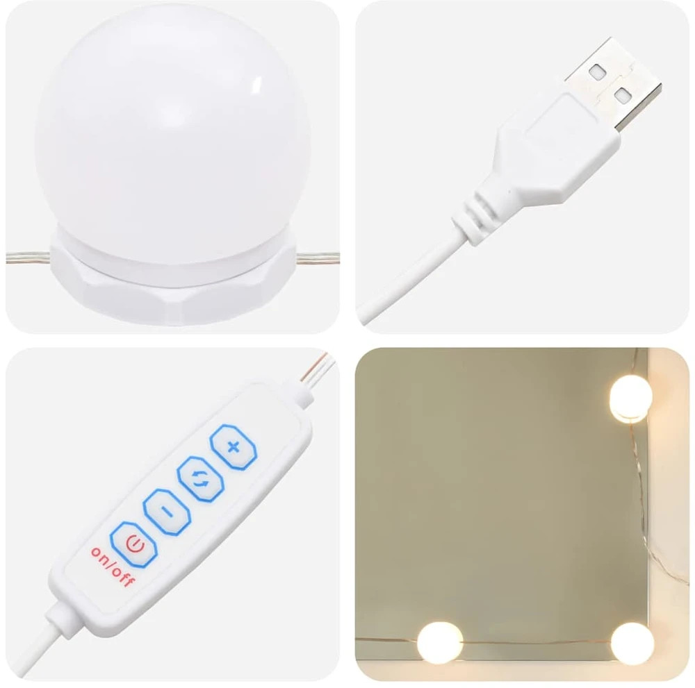 LED makiažo stalo komplektas 2 vnt. Juodas ąžuolas