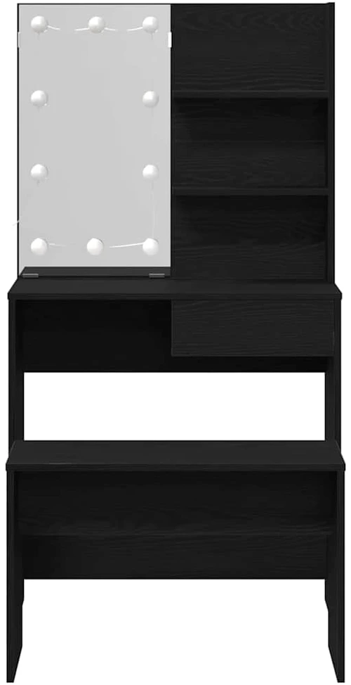 LED makiažo stalo komplektas 2 vnt. Juodas ąžuolas