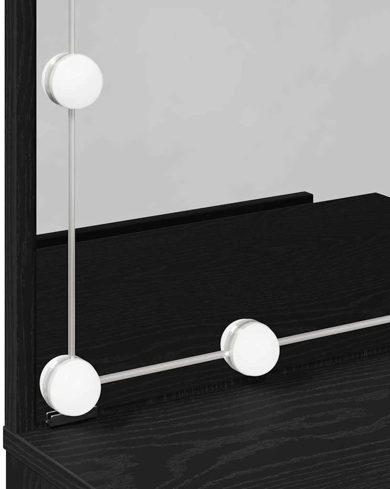 LED makiažo stalo komplektas 2 vnt. Juodas ąžuolas