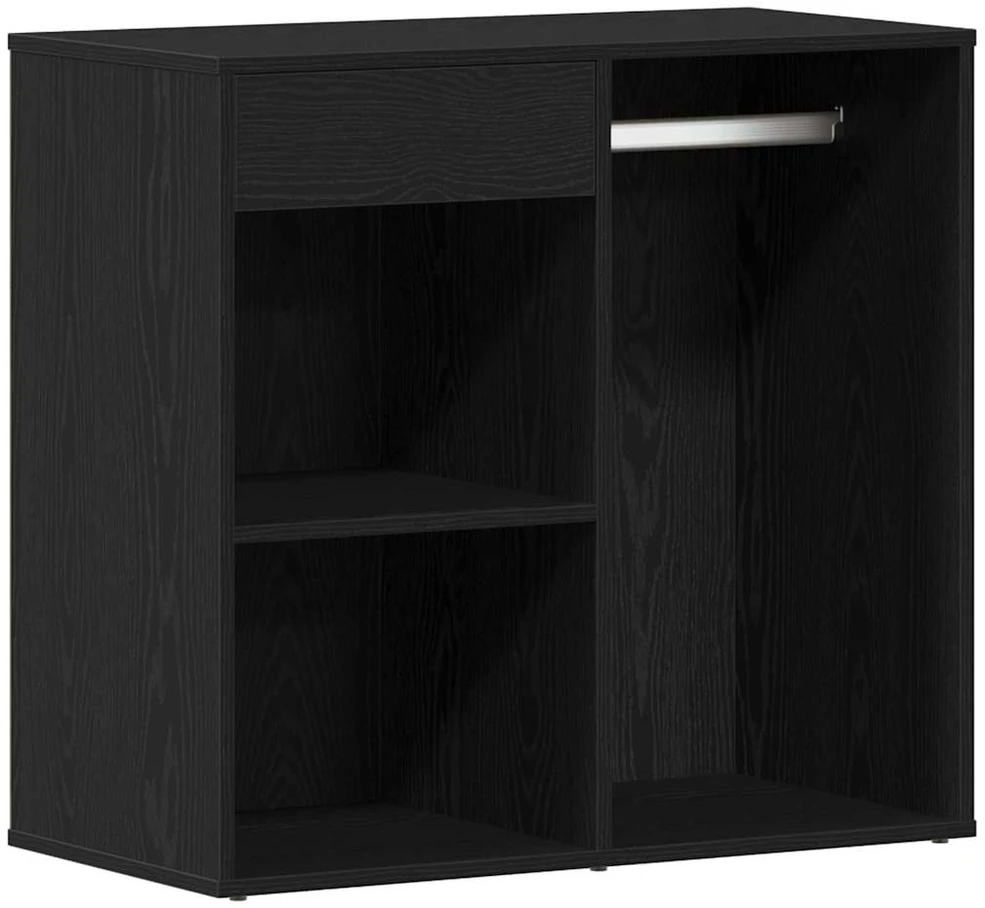 LED makiažo stalo komplektas Juodas ąžuolas 140 x 40 x 140 cm