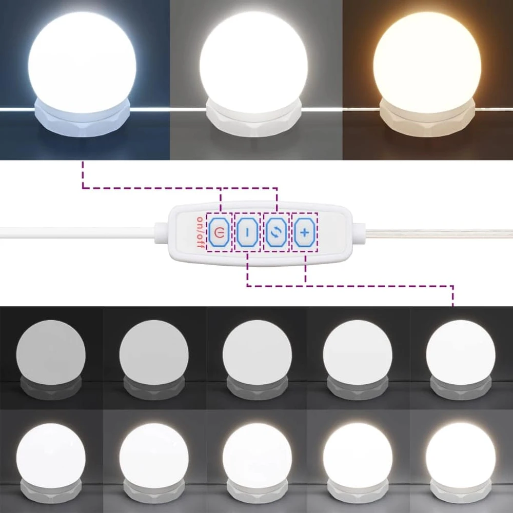 LED makiažo stalo komplektas 2 vnt. Juodas ąžuolas