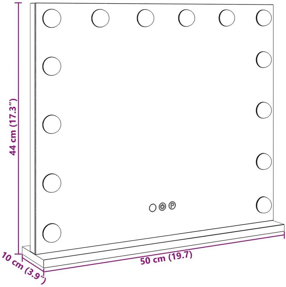 LED makiažo veidrodis Balta 50 x 10 x 44 cm Stiklas ir plienas