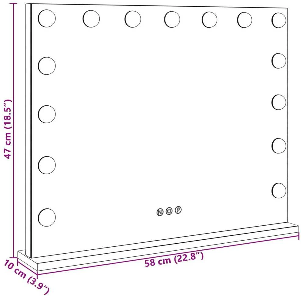 LED makiažo veidrodis Balta 58 x 10 x 47 cm Stiklas ir plienas