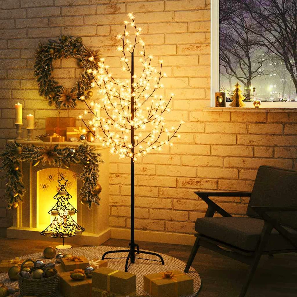 LED medis su vyšnių žiedais, 180cm, 200 šiltų baltų LED