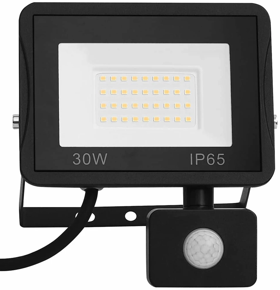 LED prožektorius su jutikliu, šaltos baltos spalvos, 30W