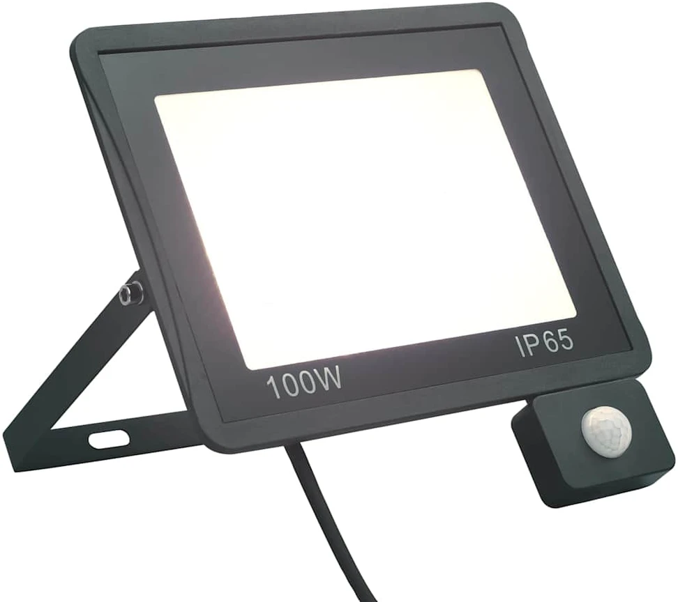 LED prožektorius su jutikliu, šaltos baltos spalvos, 100W