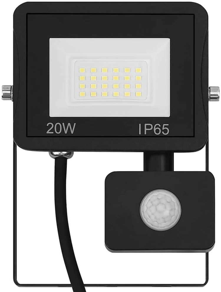 LED prožektorius su jutikliu, šiltos baltos spalvos, 20W