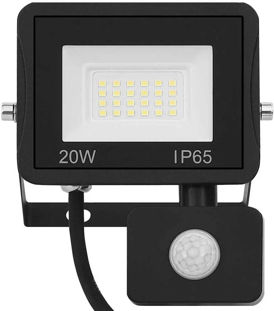 LED prožektorius su jutikliu, šiltos baltos spalvos, 20W
