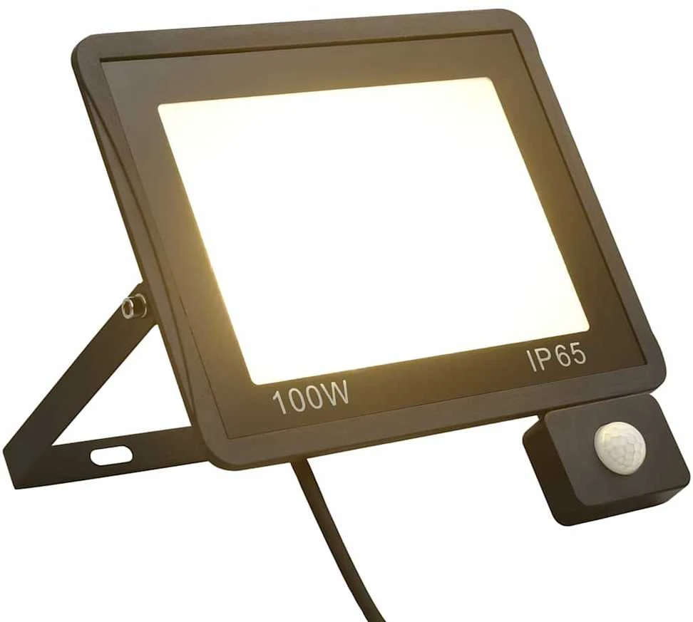 LED prožektorius su jutikliu, šiltos baltos spalvos, 100W