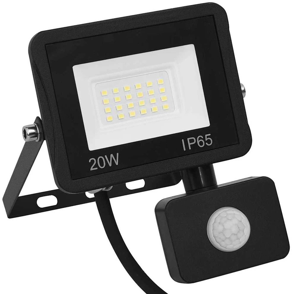 LED prožektorius su jutikliu, šiltos baltos spalvos, 20W