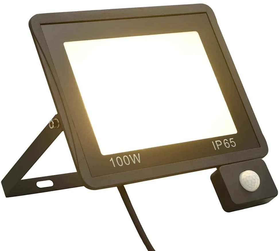 LED prožektorius su jutikliu, šiltos baltos spalvos, 100W