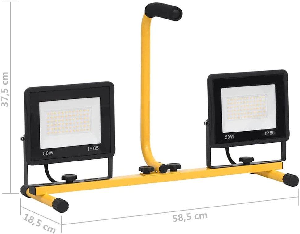 LED prožektorius su rankena, šiltos baltos spalvos, 2x50W