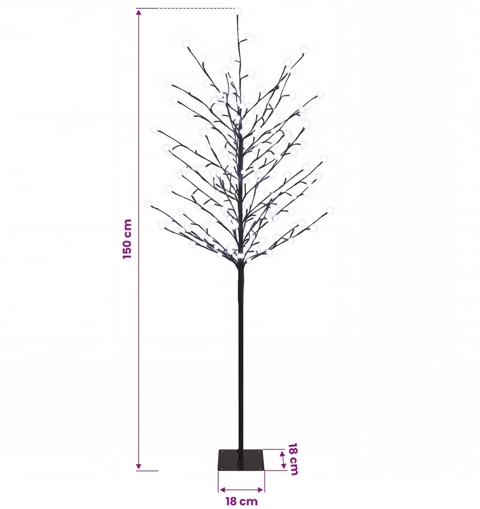 LED rutuliukų Kalėdų eglutė Juoda 150 cm Plienas 185 LED