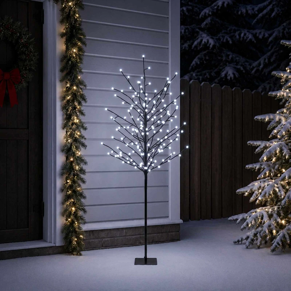 LED rutuliukų Kalėdų eglutė Juoda 150 cm Plienas 185 LED