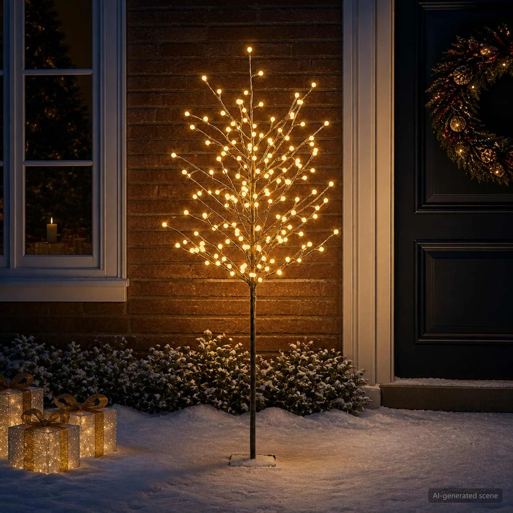 LED rutuliukų Kalėdų eglutė Juoda 18 x 18 x 150 cm Plienas