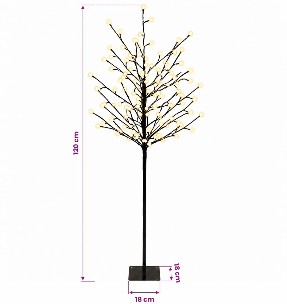 LED rutuliukų Kalėdų eglutė Juoda 18 x 18 x 120 cm Plienas