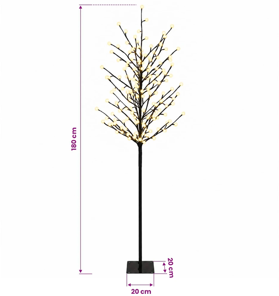 LED rutuliukų Kalėdų eglutė Juoda 180 cm Plienas 220 LED