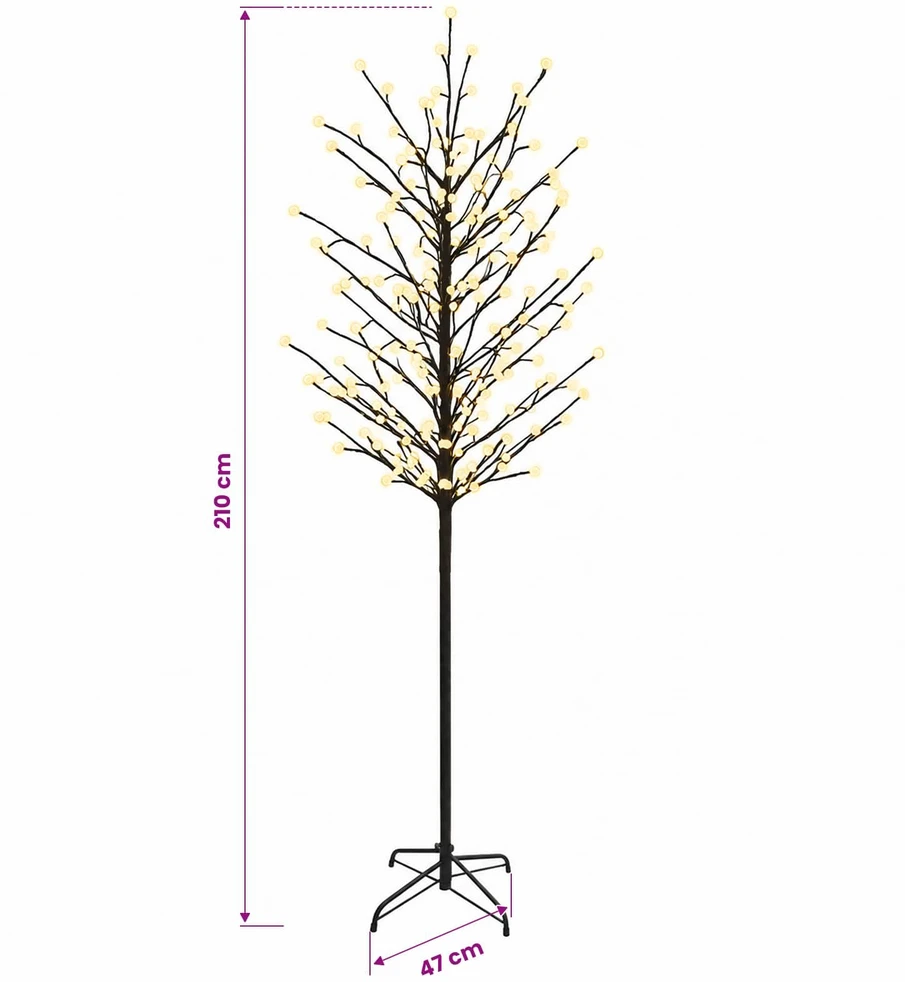 LED rutuliukų Kalėdų eglutė Juoda 210 cm Plienas 250 LED