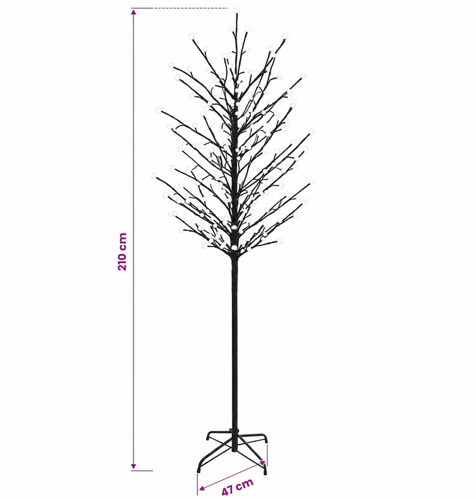 LED rutuliukų Kalėdų eglutė Juoda 47 x 210 cm Plienas 250 LED