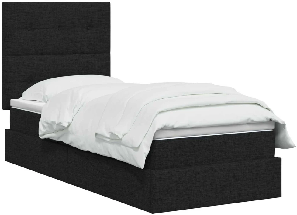 LED saugojimo lova su čiužiniu Juoda 100 x 200 cm Audinys