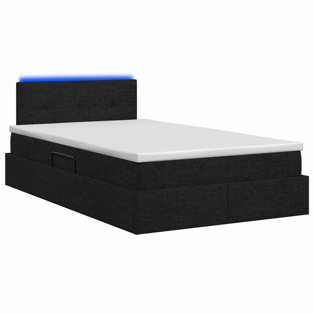 LED saugojimo lova su čiužiniu Juoda 120 x 200 cm Audinys