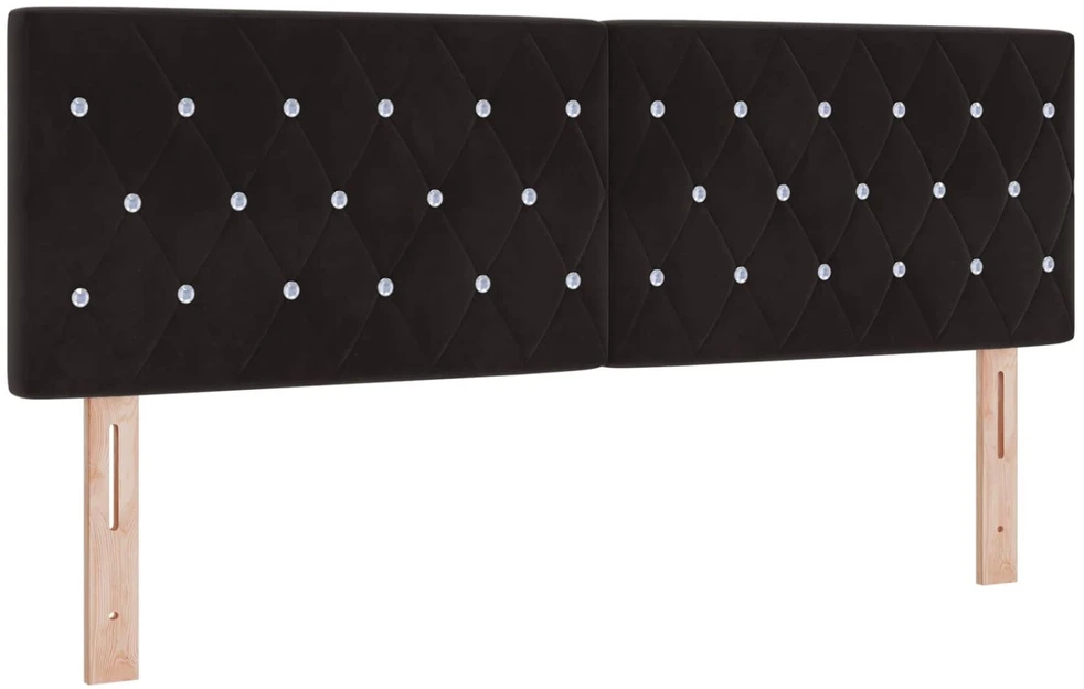 LED saugojimo lova su čiužiniu Juoda 160 x 200 cm Aksomas